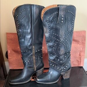 Freebird Black Studded Heeled Boots